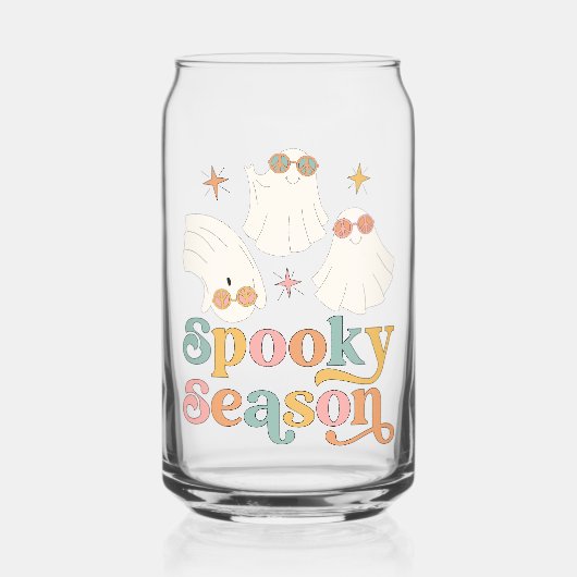 Retro Halloween Schattige Ghost Spooky Seizoen Blikvorm Glas (Voorkant)