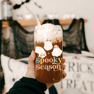 Retro Halloween Schattige Ghost Spooky Seizoen Blikvorm Glas