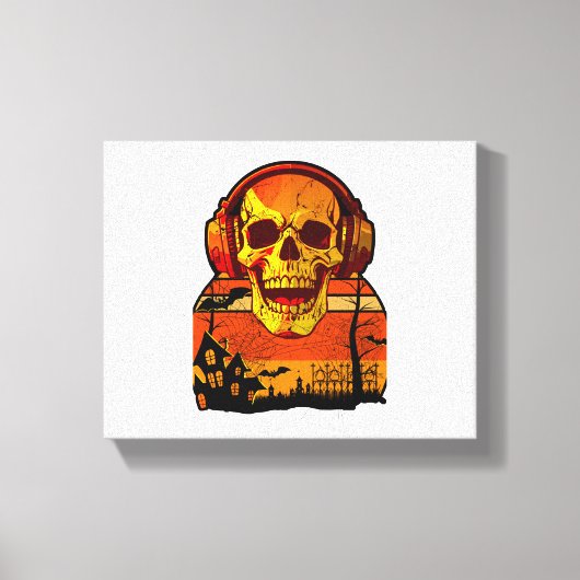 Retro Halloween schedel Sticker Canvas Afdruk (Voorkant)