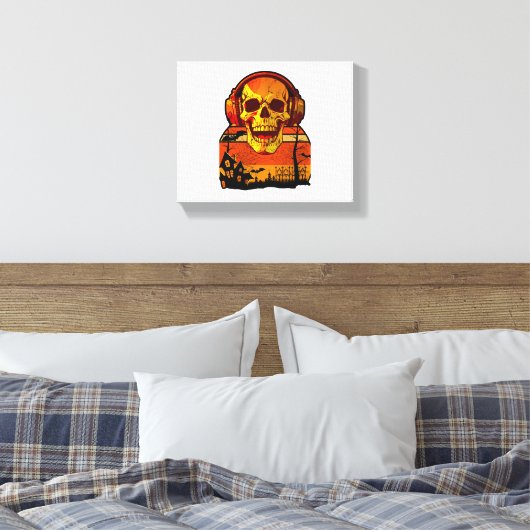 Retro Halloween schedel Sticker Canvas Afdruk (Insitu (Slaapkamer))