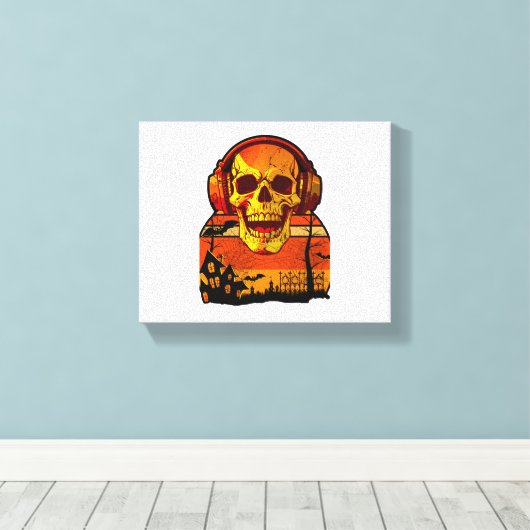 Retro Halloween schedel Sticker Canvas Afdruk (Insitu (Houten vloer))