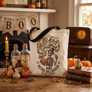 Retro Halloween Skelet Griezelige Toverdrank Draagtas