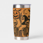 /Retro Halloween skeletten Geïsoleerde Drinkbeker (Links)