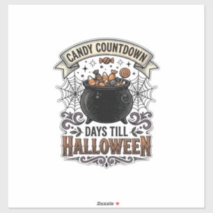Retro Halloween Snoep Countdown Shirt Ontwerp_1 Sticker