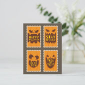 Retro Halloween Spooky Pumpkin Boo Crew Briefkaart (Staand voorkant)