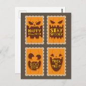 Retro Halloween Spooky Pumpkin Boo Crew Briefkaart (Voorkant / Achterkant)