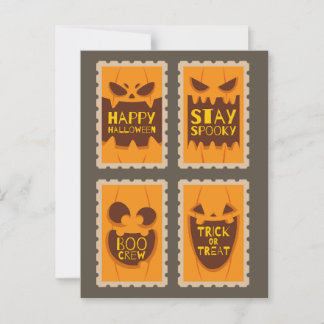 Retro Halloween Spooky Pumpkin Boo Crew Briefkaart