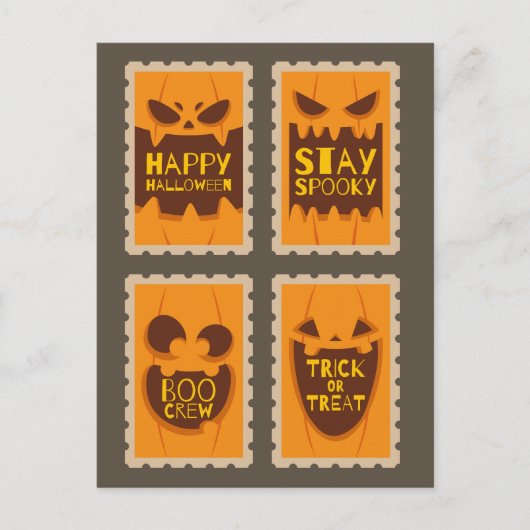 Retro Halloween Spooky Pumpkin Boo Crew Briefkaart (Voorkant)