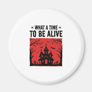 Retro Halloween Spukhuis Wat Een Tijd T-shirt Magneet