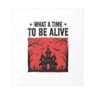 Retro Halloween Spukhuis Wat Een Tijd T-shirt Notitieblok