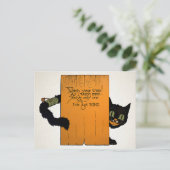 Retro Halloween Street Cat Briefkaart (Staand voorkant)