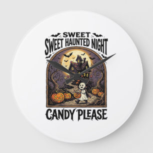 Retro Halloween T-shirt Candy Night Spoken Huis_ Grote Klok