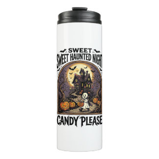 Retro Halloween T-shirt Candy Night Spoken Huis_ Thermosbeker