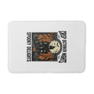 Retro Halloween T-shirt met Griezelnacht in Oktobe Badmat