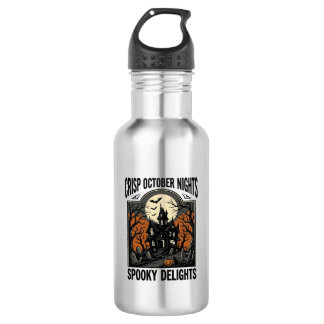Retro Halloween T-shirt met Griezelnacht in Oktobe Waterfles