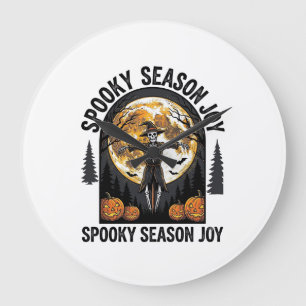 Retro Halloween T-shirt met Scarecrow Moon Art_1 Grote Klok