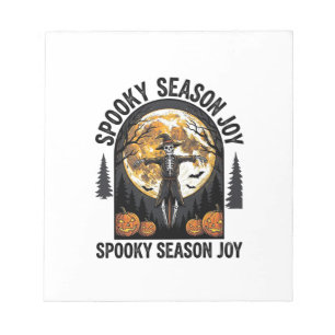 Retro Halloween T-shirt met Scarecrow Moon Art_1 Notitieblok
