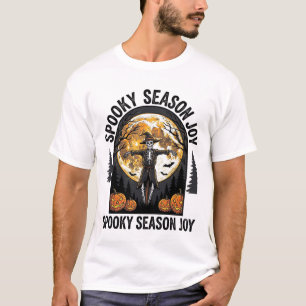 Retro Halloween T-shirt met Schrikbeeld Maan Kunst