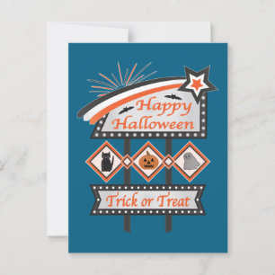 Retro Halloween Teken – Trick or treat Briefkaart