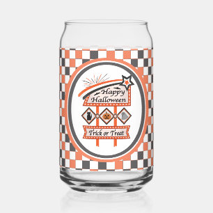 Retro Halloween Teken – Trick or treat Plaid Blikvorm Glas