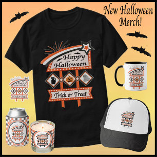 Retro Halloween Teken – Trick or treat T-shirt
