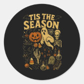 Retro Halloween Tis' The Season Ronde Sticker (Voorkant)