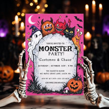 Retro Halloween-uitnodiging voor Monsterfeest