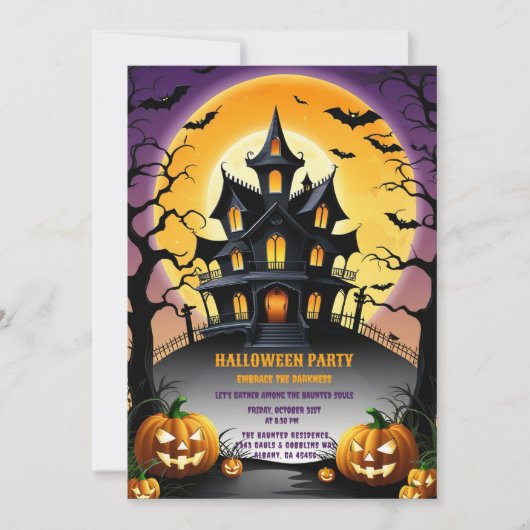 Retro Halloween Uitnodigingsdag van Haunting Spiri Kaart (Voorkant)