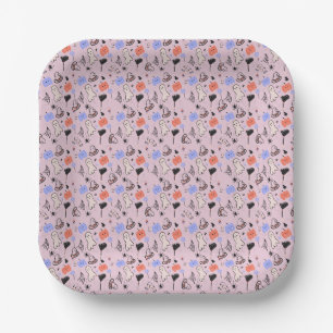 Retro Halloween Vintage Thema Doodles Papieren Bordje