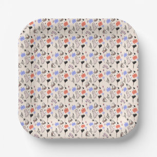 Retro Halloween Vintage Thema Doodles Papieren Bordje