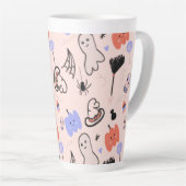 Retro Halloween Vintage Themade Doodles Koffiemok Latte Mok (Rechterhoek)