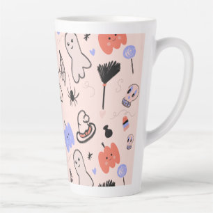 Retro Halloween Vintage Themade Doodles Koffiemok Latte Mok