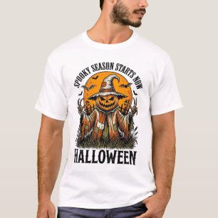 Retro Halloween Vogelverschrikker Pompoen Heks T-s T-shirt
