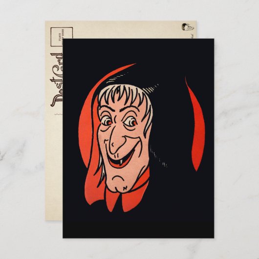 Retro Halloween Witch Face Briefkaart (Voorkant / Achterkant)