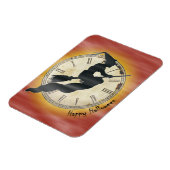 Retro Halloween Witch op een kamer Magneet (Linkerzijde)