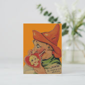 Retro Halloween Witch Valentijn Kaart (Staand voorkant)