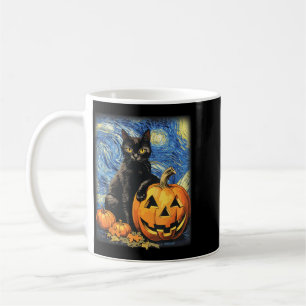 Retro Halloween Zwarte Kat Halloween Pompoen Zwart Koffiemok