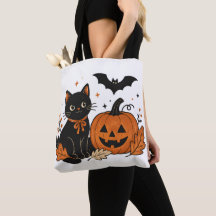 Retro Halloween Zwarte Kat Pompoen All-Over Print 