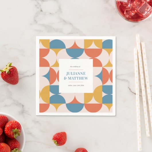 Retro Halve Cirkel Scallop Mid Century Bruiloft Servet (Insitu)