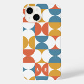 Retro halve cirkel scallop vet blauw sinaasappel g Case-Mate iPhone case (Achterkant)