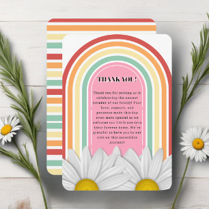 Retro halve daisy Baby shower Bedankkaart