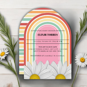 Retro halve daisy Baby shower Kaart