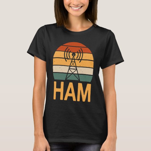 Retro Ham Radio Operator Costume Radio Tower T-shirt (Voorkant)