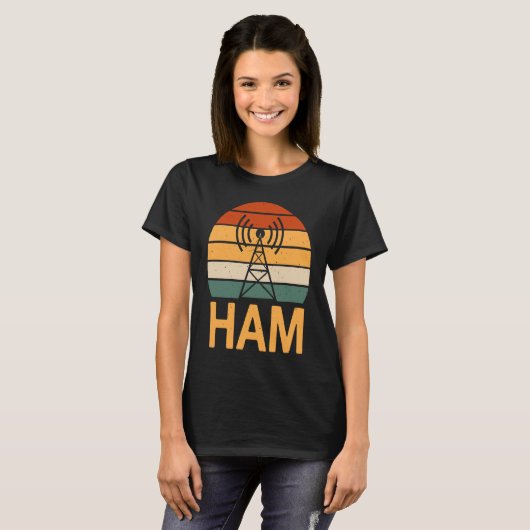 Retro Ham Radio Operator Costume Radio Tower T-shirt (Voorkant volledig)