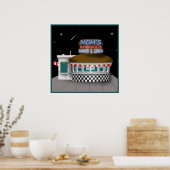 Retro Hamburger Stand Poster (Keuken)