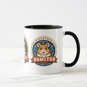 Retro Hamster Ringen Embleem Kunst Mok