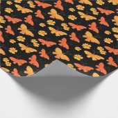 Retro Hand-Drawn Butterfly Pattern Oranje and Gold Cadeaupapier (Hoek)