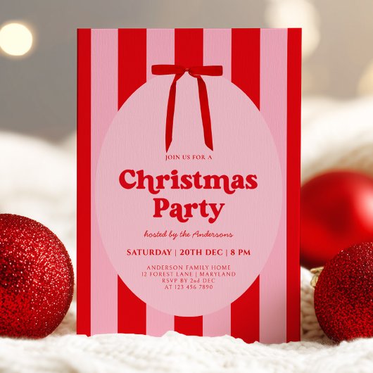 Retro Hand Drawn Christmas Party Invitation