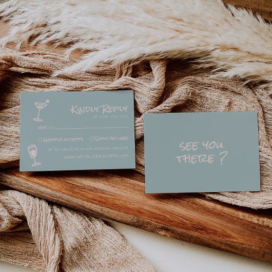 Retro Hand Drawn Colorful Funky Glasses Wedding  RSVP Kaartje