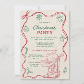 Retro Hand Drawn Western Cowboy Christmas Party Kaart (Voorkant)